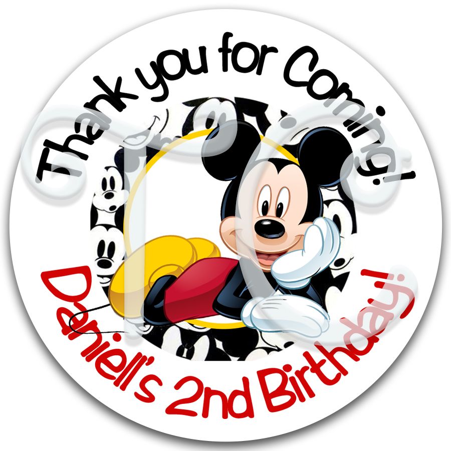 24 Mickey Mouse Birthday Stickers