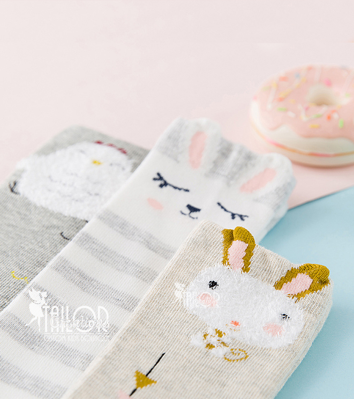 3 Pair Easter Bunny - Cute Animal Girls Knee High Socks for Toddler Girl - Bunny Rabbit Socks Stocking Stuffers