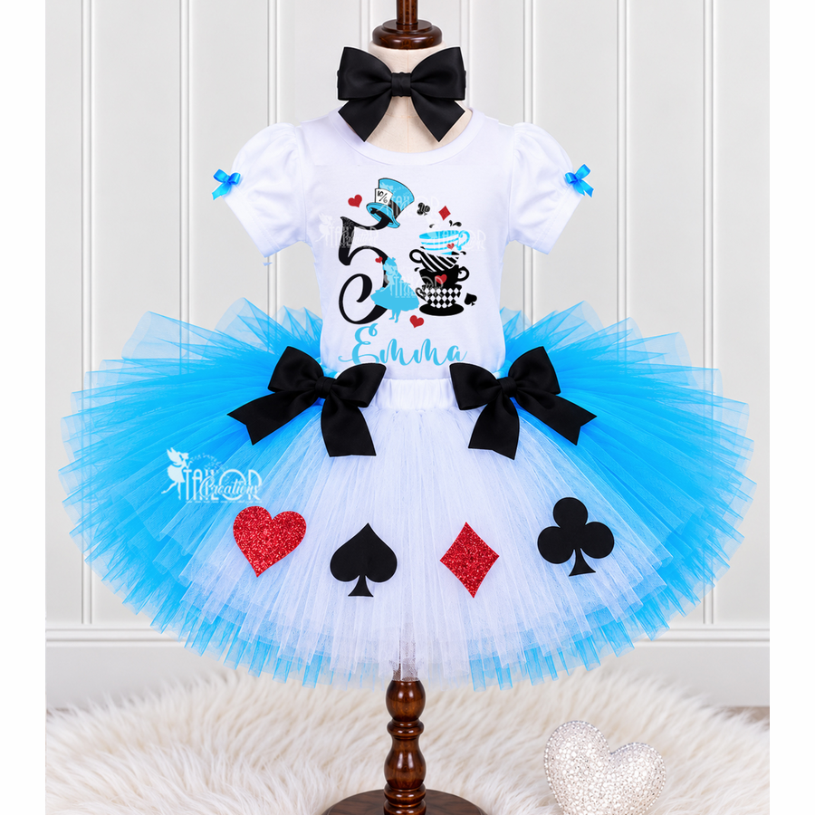 Alice in Wonderland Birthday Tea Party Tutu Outfit - Queen of Hearts Custom
