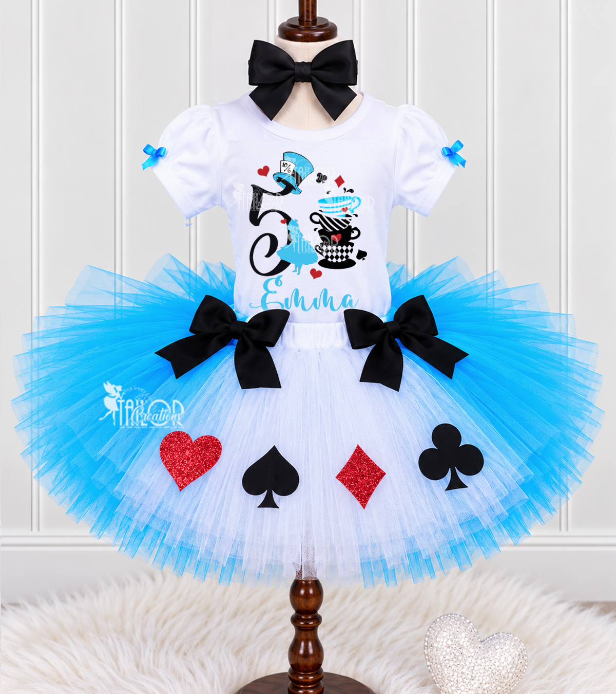 Alice in Wonderland Birthday Tea Party Tutu Outfit - Queen of Hearts Custom