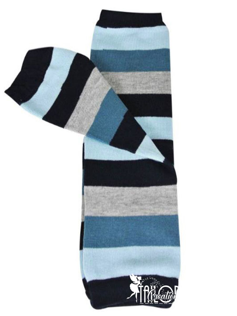 Blue and Gray stripe Leg Warmers