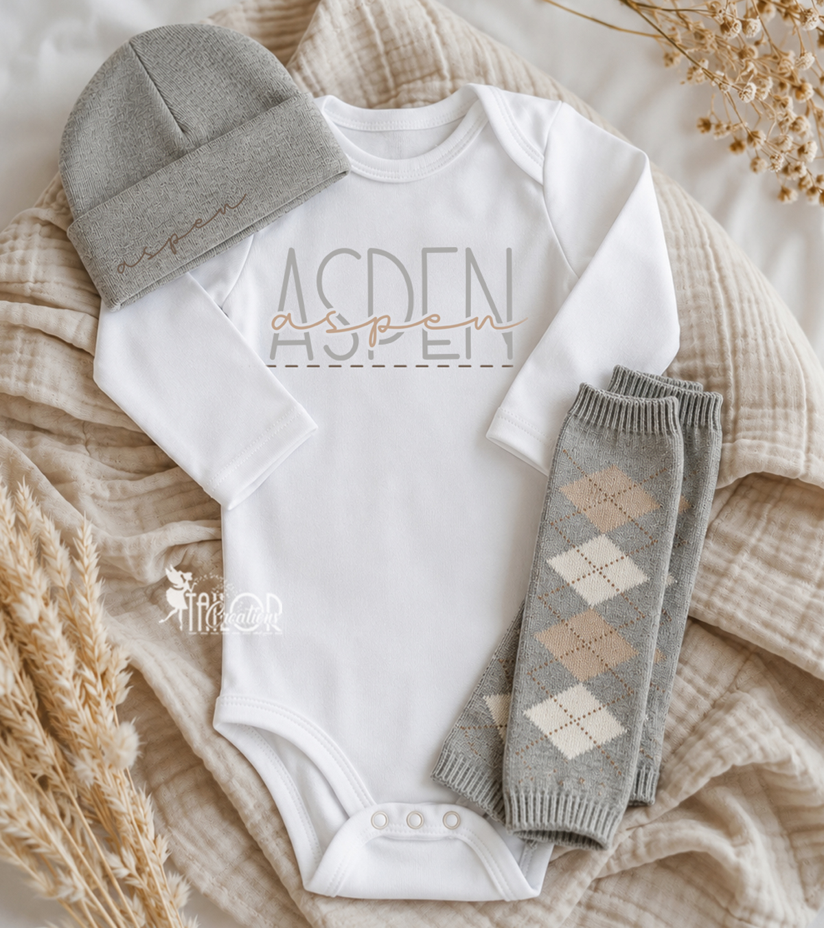Argyle Baby Boy Custom Outfit - Baby Boy Custom Bodysuit and Leg Warmers Set