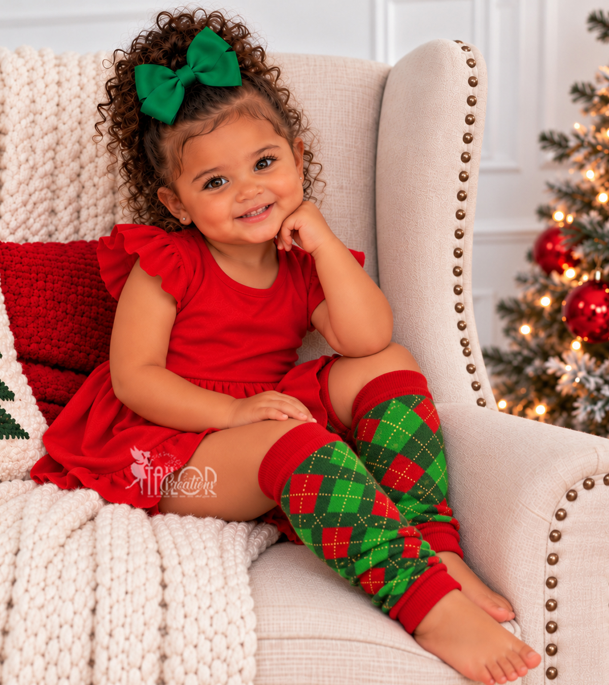 Argyle Kids Christmas Leg Warmers Baby and Toddler - Christmas Pattern Leg Warmers for Kids