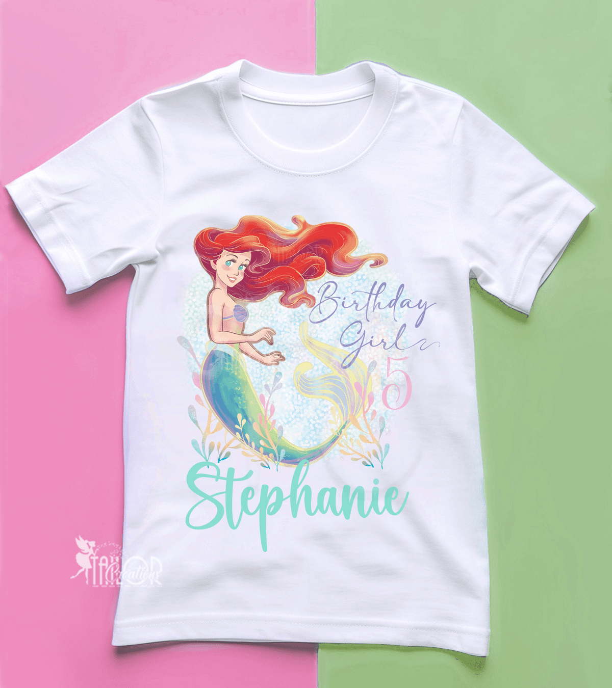 Ariel Little Mermaid Birthday Tee Shirt - Disney Princess Ariel Mermaid Birthday Outfit