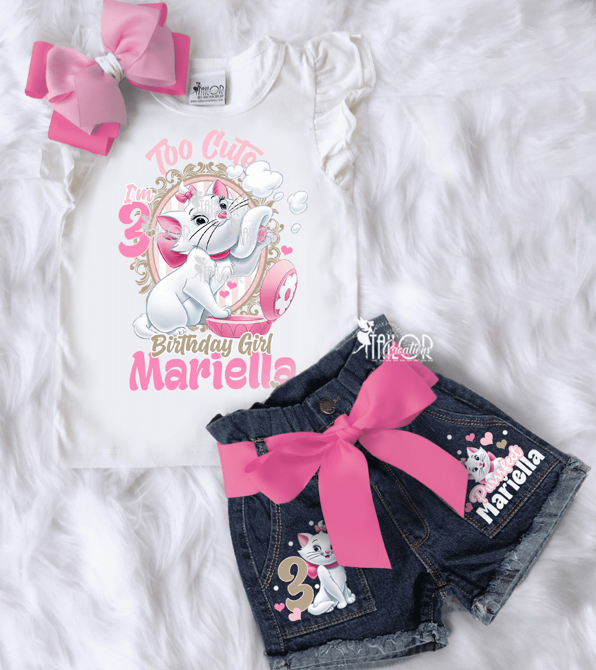 Aristocats Marie Cat Birthday Party Outfit Baby Toddler Kids - Aristocats Denim Outfit
