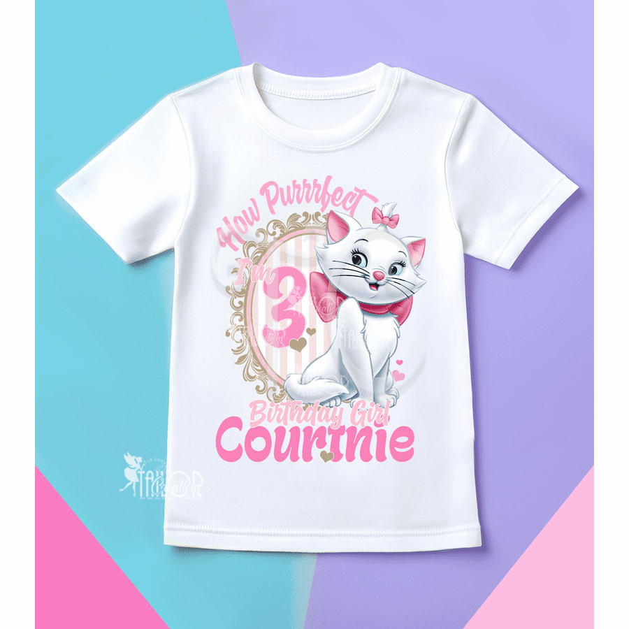 Aristocats Marie Cat Personalized Birthday Party Shirt Kids - Aristocats Birthday Outfit