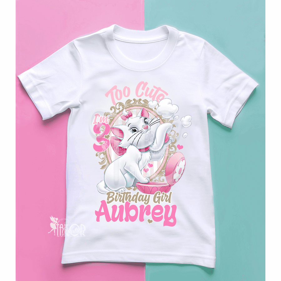 Aristocats Marie Personalized Birthday Party Tee Shirt - Disney Cat Birthday Outfit