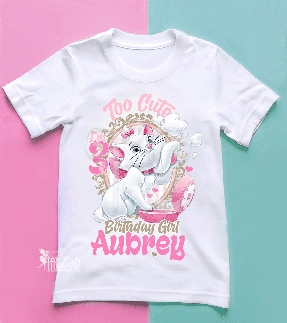 Aristocats Marie Personalized Birthday Party Tee Shirt - Disney Cat Birthday Outfit