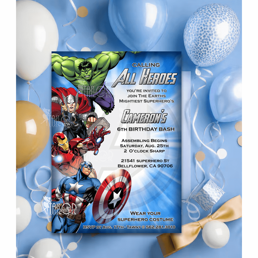 Avengers Birthday Invitations, Marvel Editable Invitations, Superhero Party Invitations