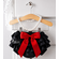 Personalized Baby Girl Name Outfit - Baby Girl Red and Black Custom Name Glitter Bodysuit Outfit