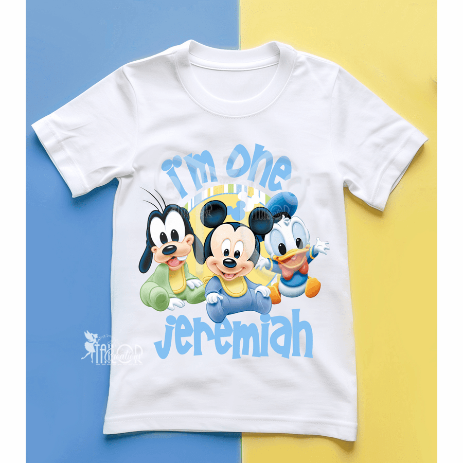 Baby Mickey & Friends First Birthday Shirt - Baby Mickey Donald Goofy Outfit Boys
