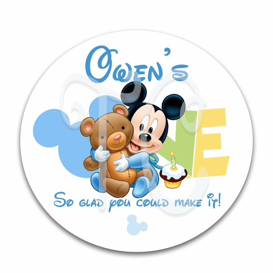 Baby Mickey Mouse 1st Birthday Party Favor Stickers - Baby Mickey Mouse Party Decorations