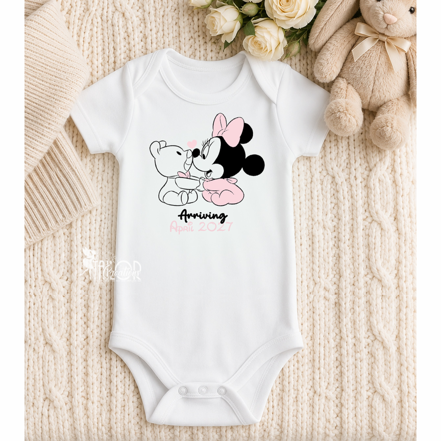 Baby Minnie Mouse Pregnancy Announcement Onesie - Disney Pregnancy Reveal Gift Box
