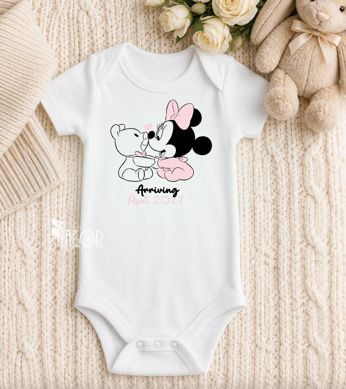 Baby Minnie Mouse Pregnancy Announcement Onesie - Disney Pregnancy Reveal Gift Box