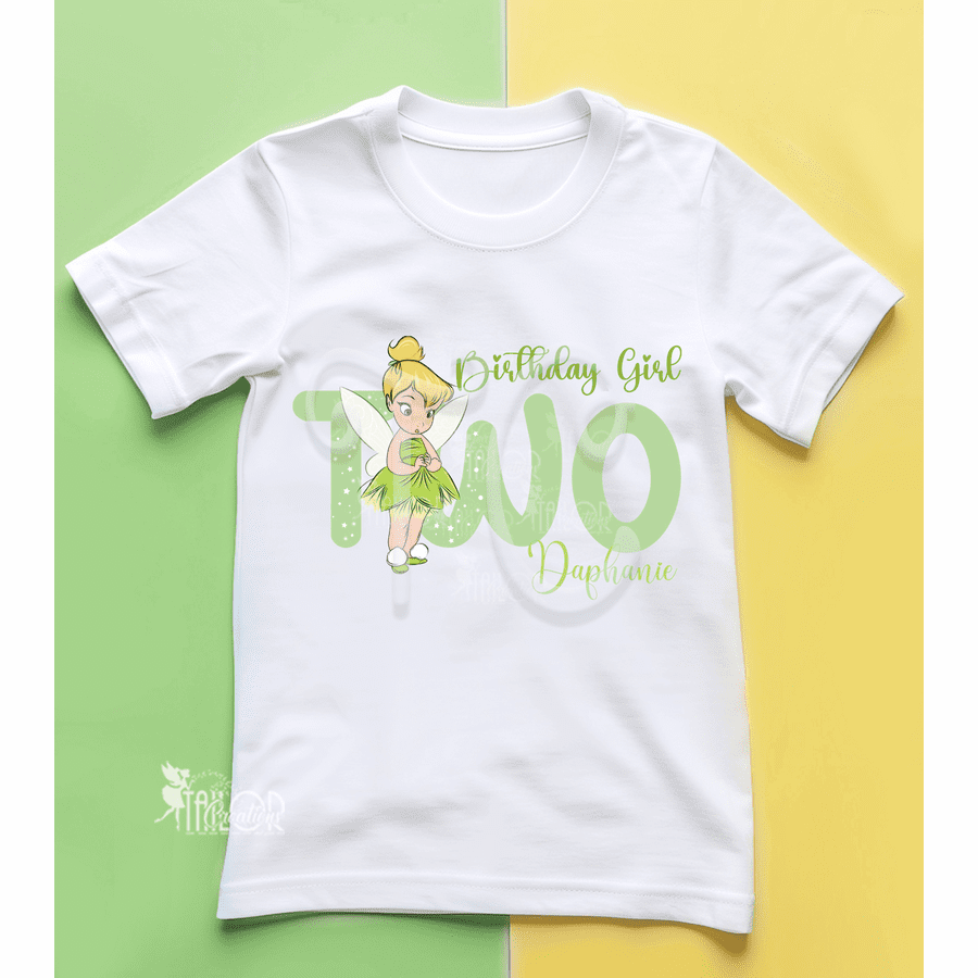 Baby Tinkerbell Fairy Personalized Birthday Party Tee Shirt - Disney Princess Babies Tinker Bell Birthday Outfit Ideas