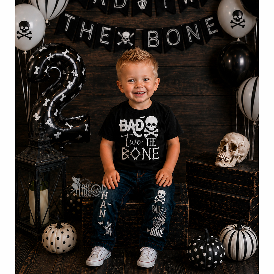 Bad Two the Bone Custom Denim Pants - Bad Two the Bone Todder Boy Birthday Party Outfit Kids