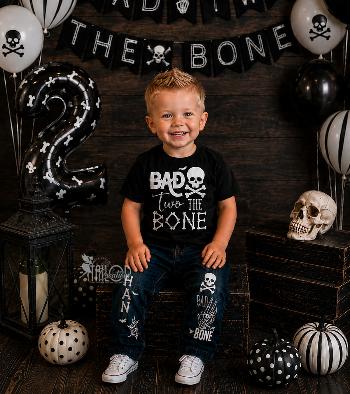 Bad Two the Bone Custom Denim Pants - Bad Two the Bone Todder Boy Birthday Party Outfit Kids