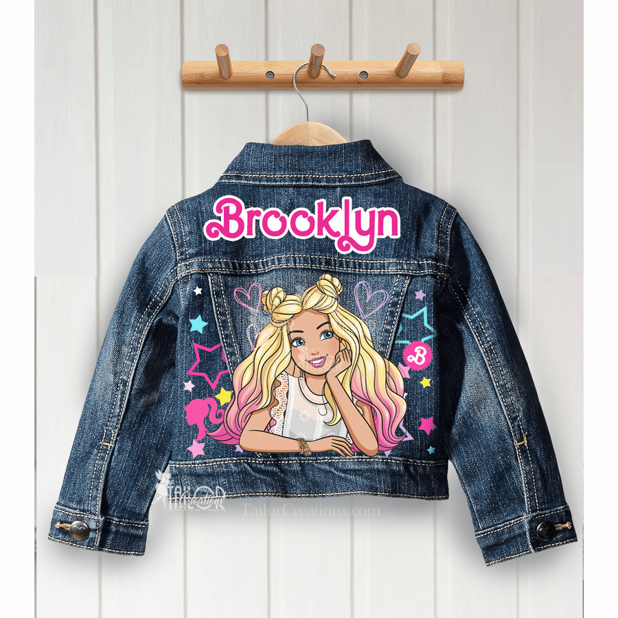 Barbie Denim Jacket - Barbie Custom Name Denim Jean Jacket Baby/Toddler/Kids