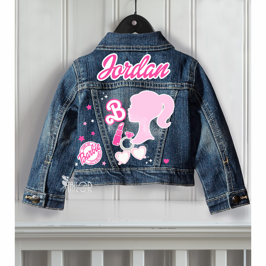 Barbie Denim Custom Name Jacket - Barbie Birthday Party Outfit Ideas Gift