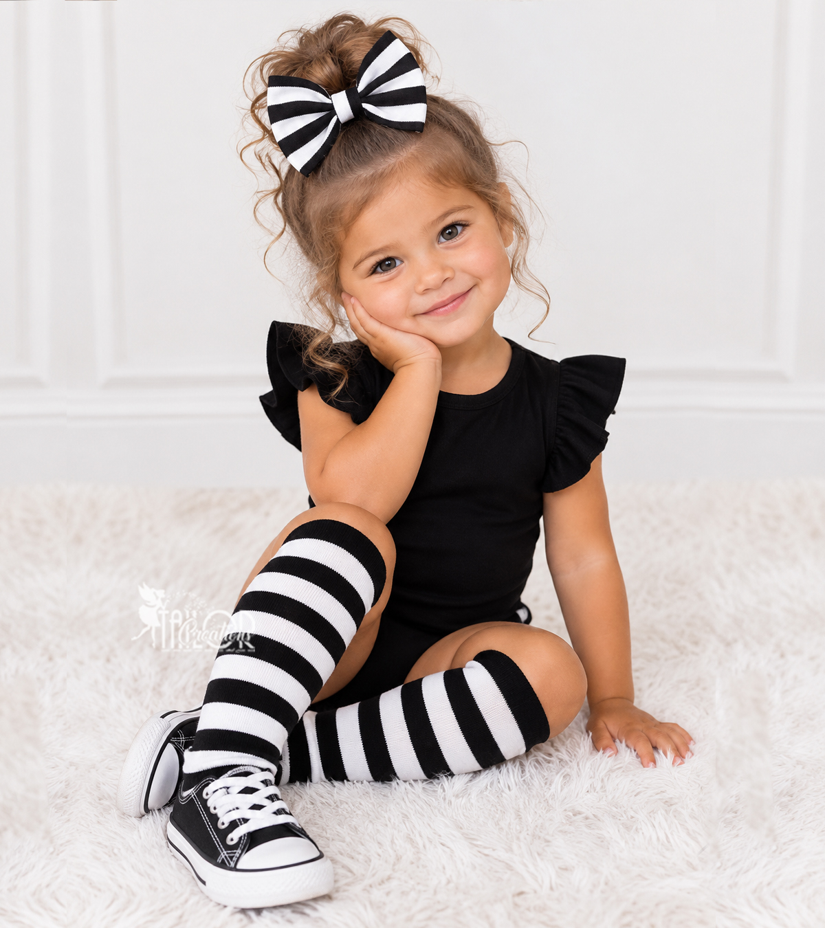 Black and White Striped Halloween Kids Knee High Socks - Fall Toddler Socks for Girls - Halloween Striped Socks for