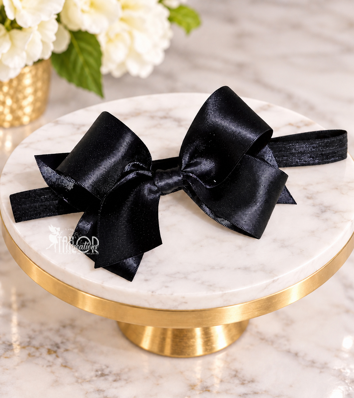 Black Boutique Satin Hair Bow Clip Headband - Black Hair Bow Clip for Baby Toddler Girls