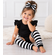 Black & White Striped Leg Warmers for Baby and Toddler - Thick Striped Leg Warmers