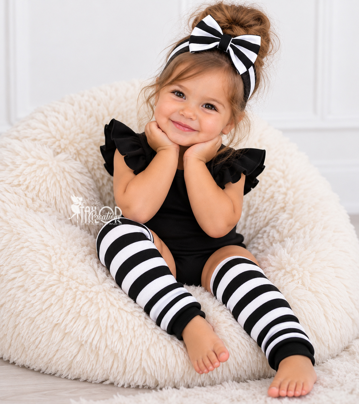 Black & White Striped Leg Warmers for Baby and Toddler - Thick Striped Leg Warmers