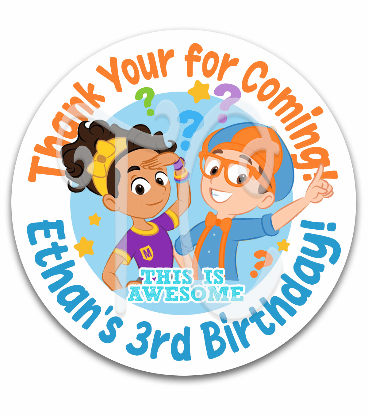 Blippi and Meekah Birthday Party Gift Tag Labels - Blippi Custom Birthday Party Favors