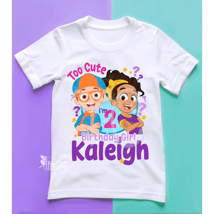 Blippi Custom Birthday Party Tee Shirt - Blippi and Meekah Personalized Shirt for Kids