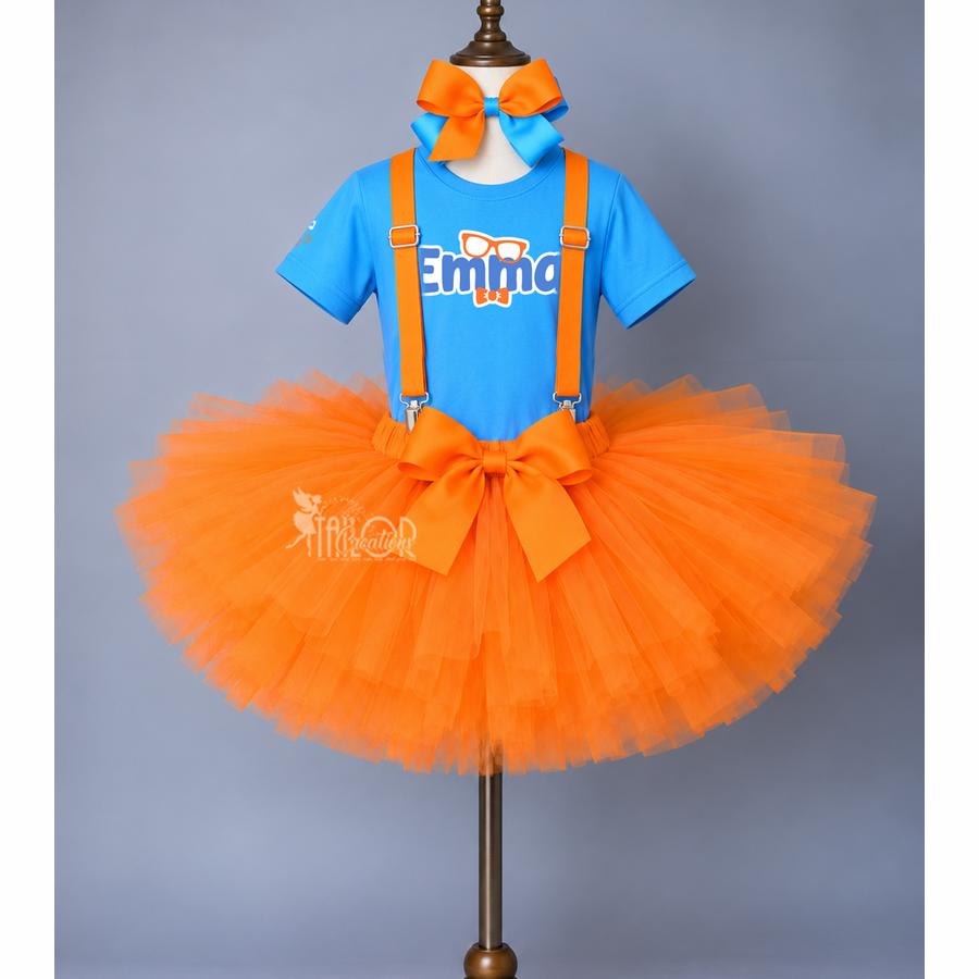 Blippi Custom Costume for Girl - Blippi Birthday Party Tutu Outfit for Kids