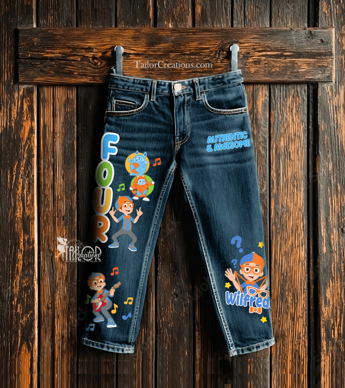 Blippi Custom Denim Jeans - Blippi Pants for Kids - Custom Blippi Birthday Outfit Gift