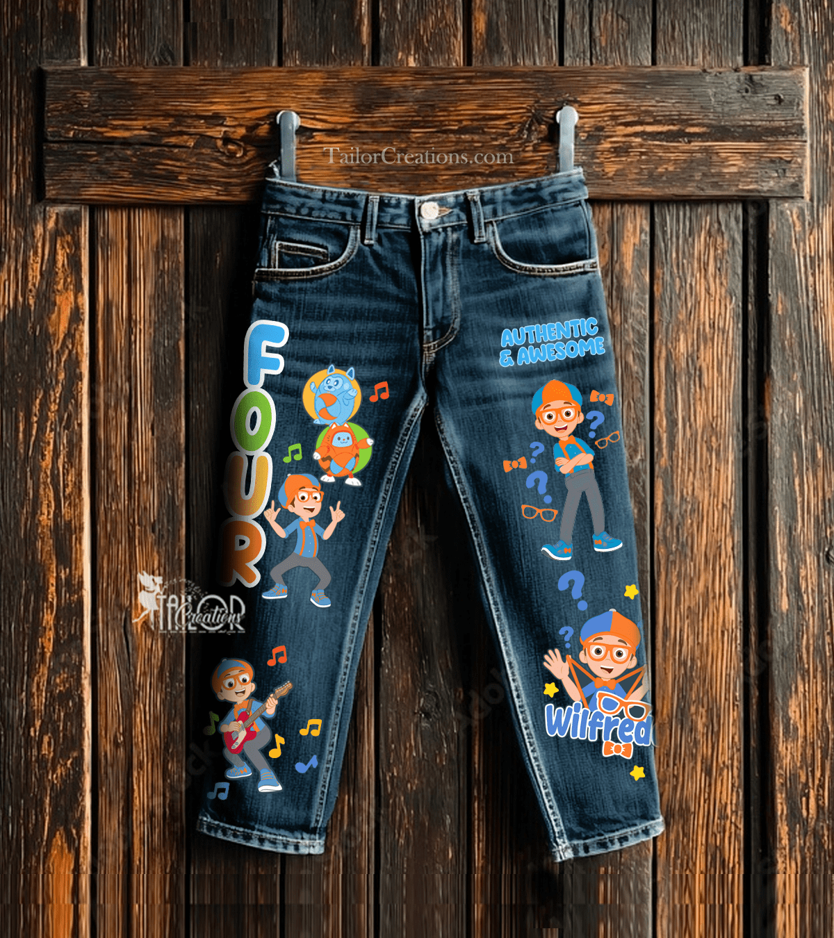 Blippi Custom Denim Jeans - Blippi Pants for Kids - Custom Blippi Birthday Outfit Gift