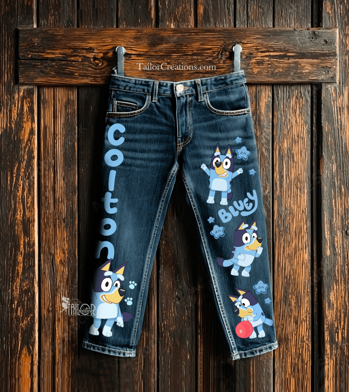 Bluey Pants for Baby/Toddler/Kids - Blue Dog Custom Denim Jeans Pants