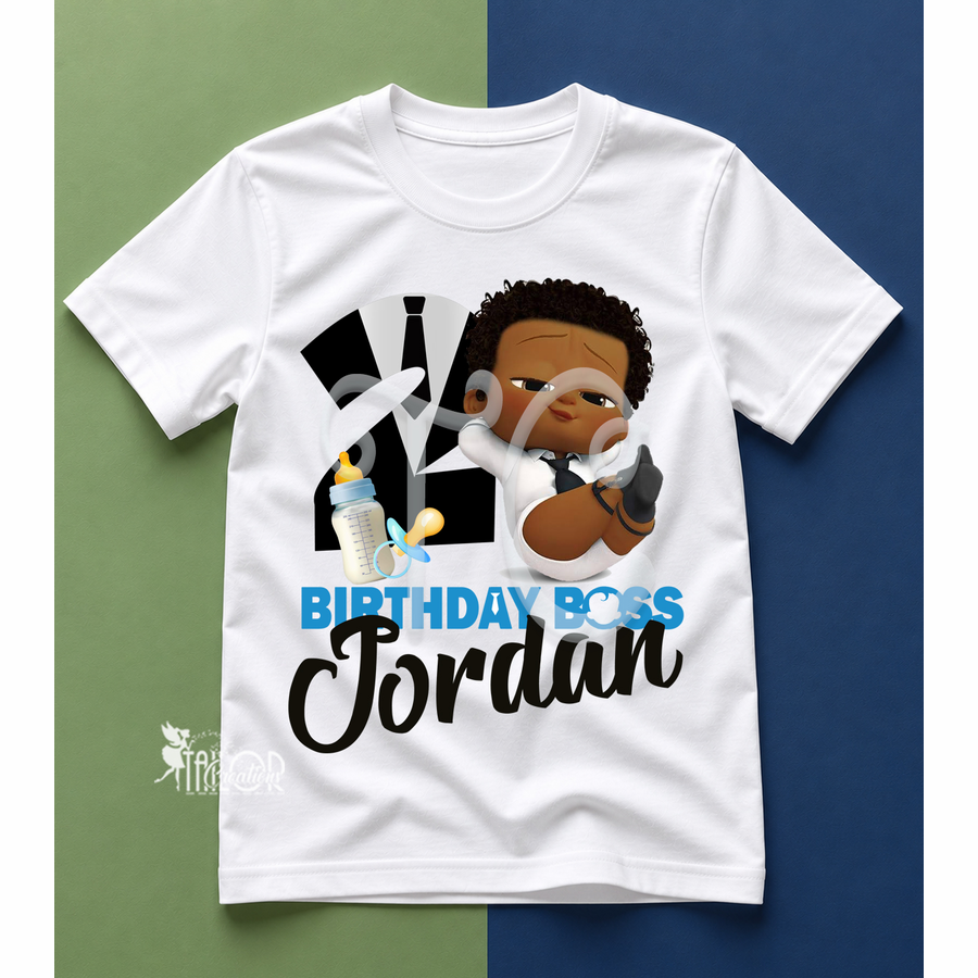 Boss Baby African American Custom Birthday Tee Shirt Toddler Boy - Boss Baby African American Birthday Outfit Ideas