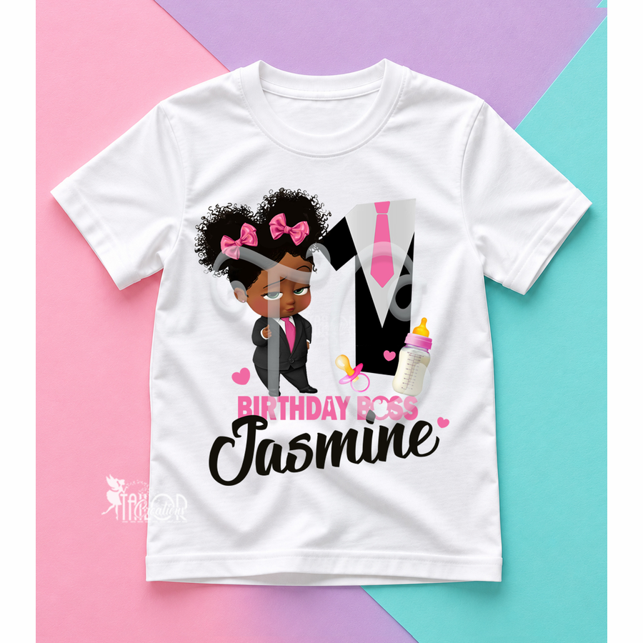 Boss Baby African American Custom Birthday Tee Shirt Toddler Girl - Boss Baby Birthday Outfit Ideas