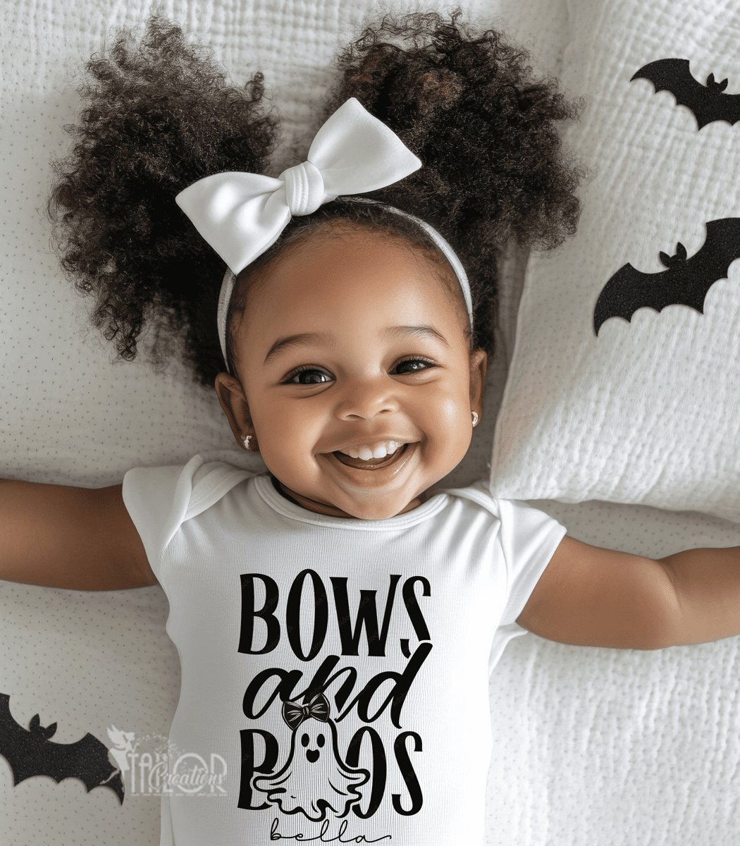Bows and Boos Ghost Halloween Kids Shirt Baby Girl - Ghost Kids Baby Girl Costume Outfit