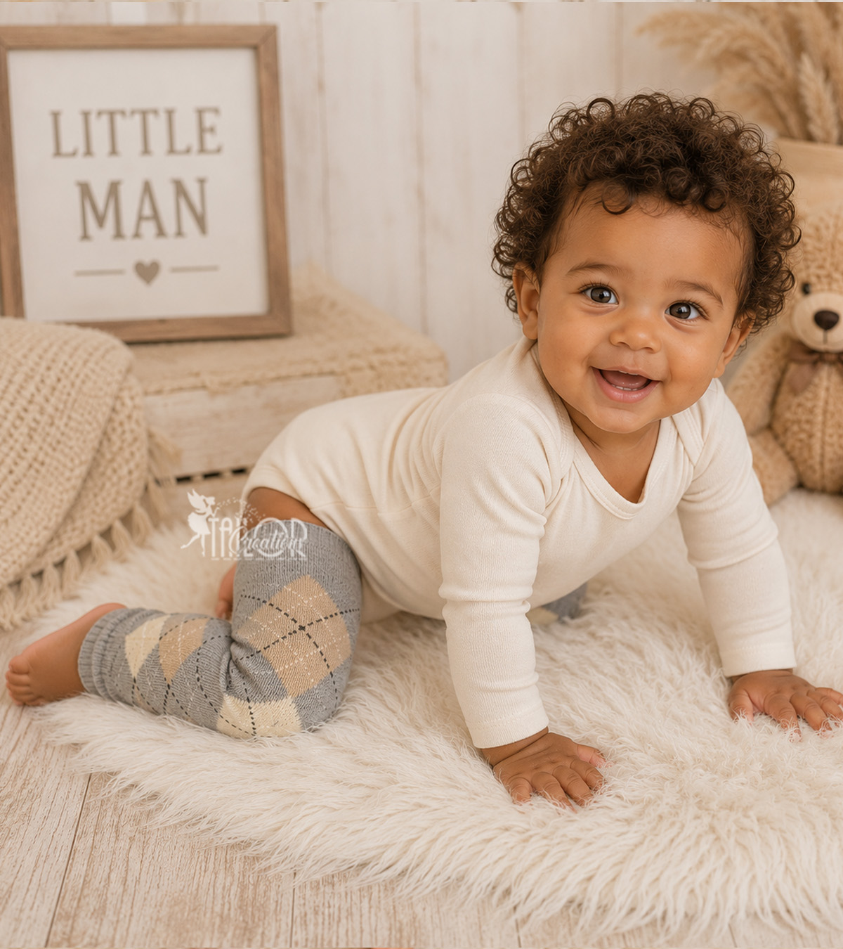 Brown and Gray Argyle Baby Boy Leg Warmers - Baby Boy Leggings Pattern Toddler Leg Warmers