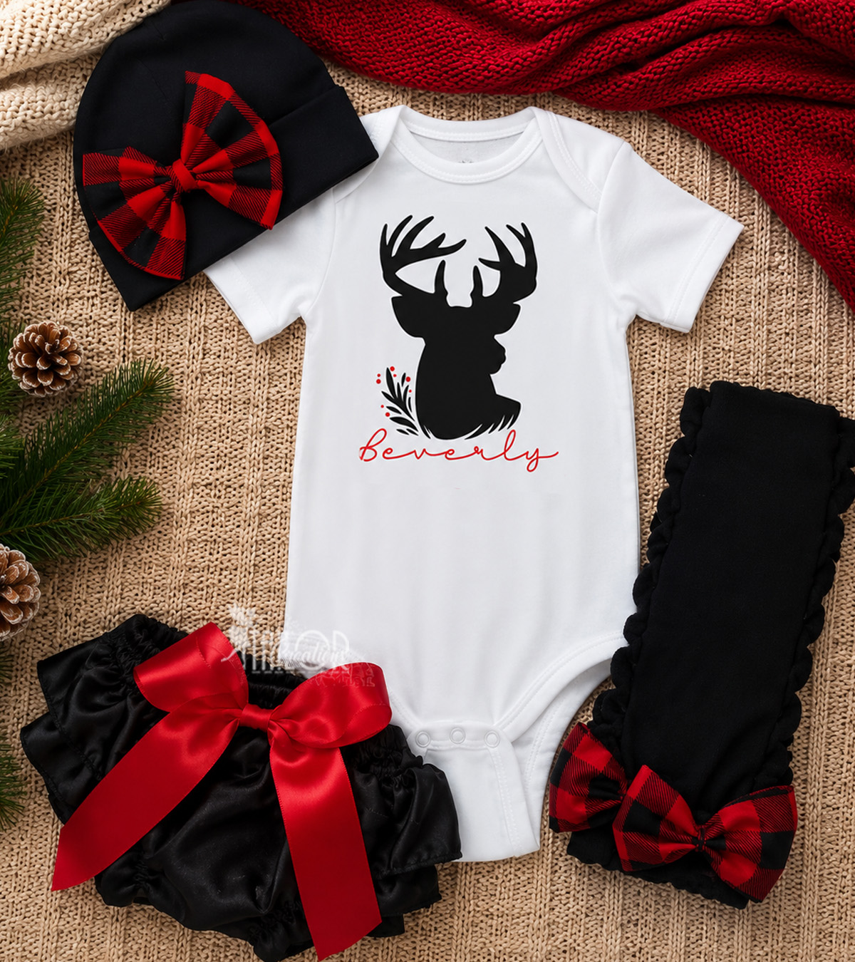 Buffalo Plaid Baby Girl Outfit - Plaid Baby Shower Gift Box Set for Girls