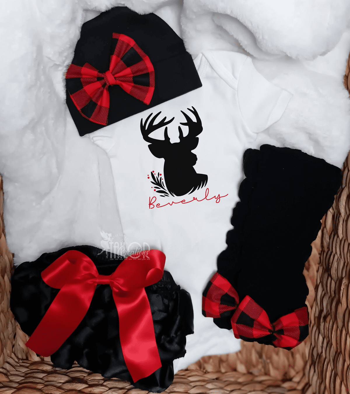Buffalo Plaid Baby Girl Outfit - Plaid Baby Shower Gift Box Set for Girls