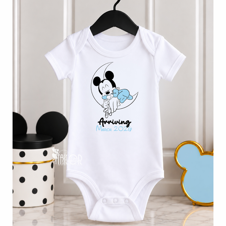 Baby Mickey Mouse Pregnancy Announcement Onesie - Disney Personalized Pregnancy Reveal Gift Box