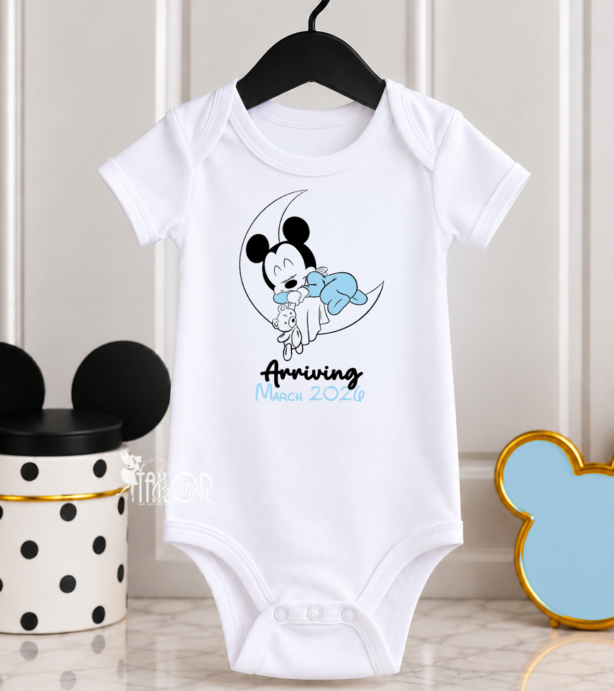 Baby Mickey Mouse Pregnancy Announcement Onesie - Disney Personalized Pregnancy Reveal Gift Box