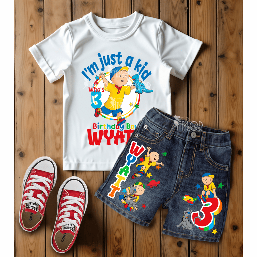 Caillou Birthday Party Outfit for Baby Toddler Boys - Caillou Birthday Tee Shirt Outfit 