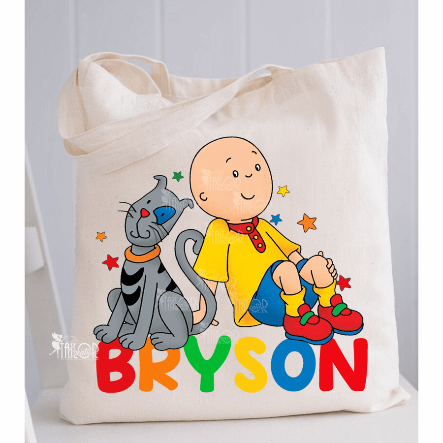 Caillou Tote Bag - Personalized Canvas Tote Bag Kids - Character Name Tote 