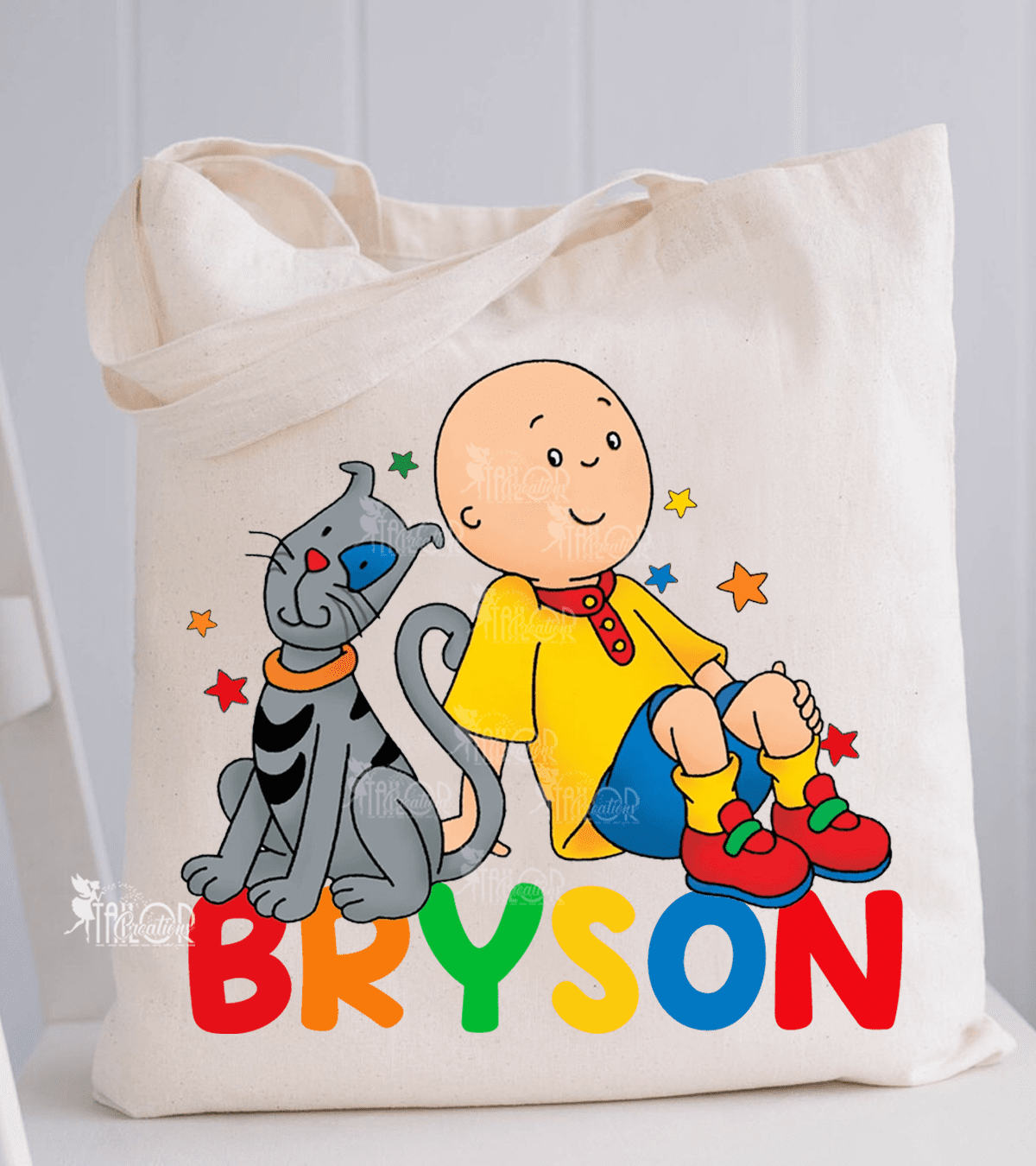 Caillou Tote Bag - Personalized Canvas Tote Bag Kids - Character Name Tote 