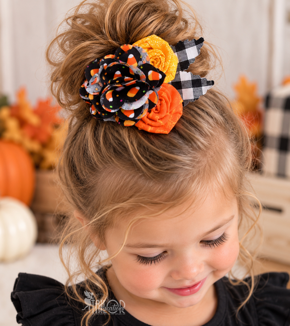 Candy Corn Fabric Hair Clip for Toddler Girl - Halloween Boutique Hair Clip for Girls