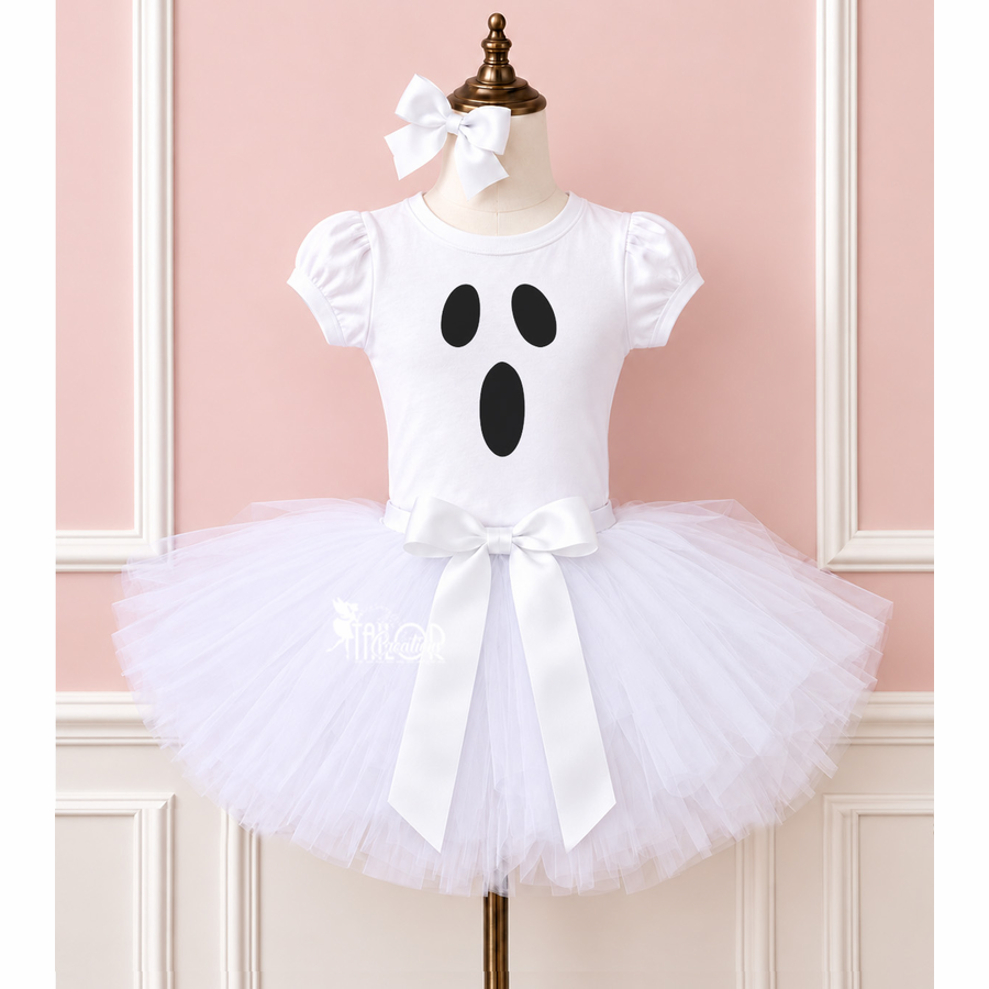 Ghost Tutu Dress Outfit - Custom Ghost Costume - Toddler Baby Girls Halloween Costume