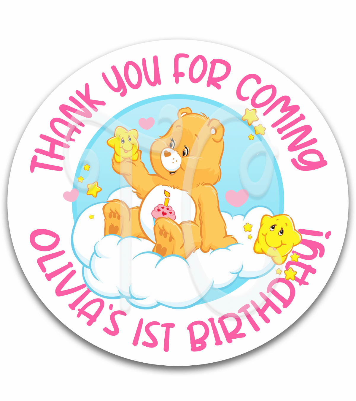 Care Bears Birthday Bear Custom Birthday Gift Tag Favor Stickers - Birthday Bear Party Favors Custom