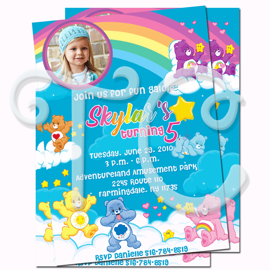 Care Bears Custom Birthday Party Invitations - Care Bears Photo Invitations Printable 