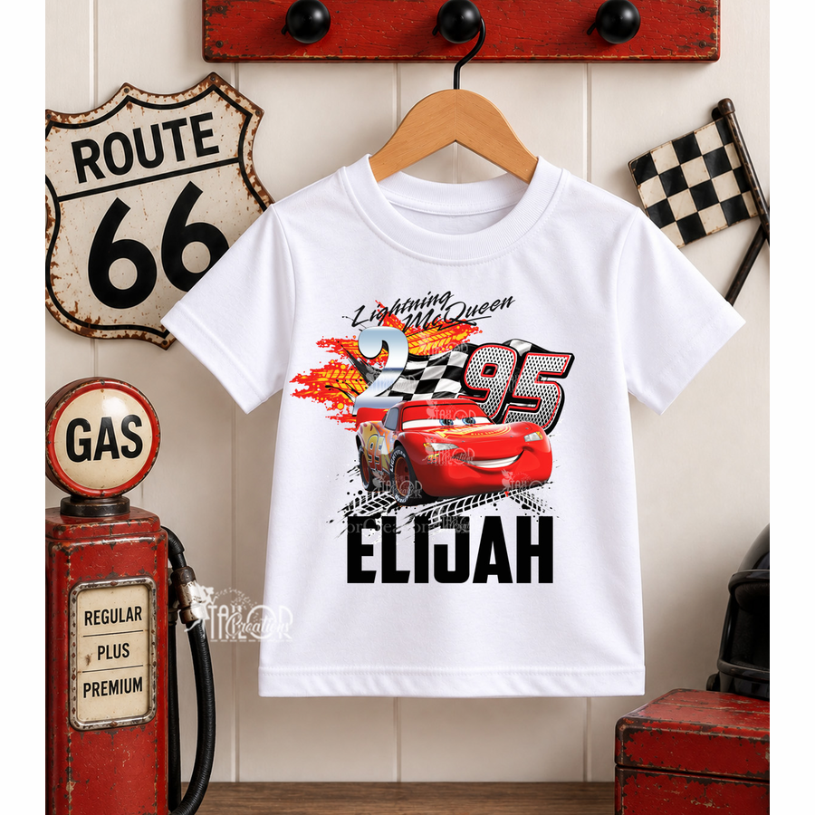 Cars Lightning Mcqueen Birthday Shirt for Kids - Lightning Mcqueen Birthday Party Outfit