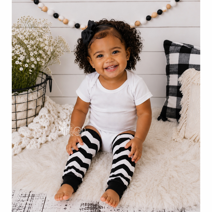 Chevron Black and White Pattern Leg Warmers - Chevron Leg Warmers for Baby and Toddler
